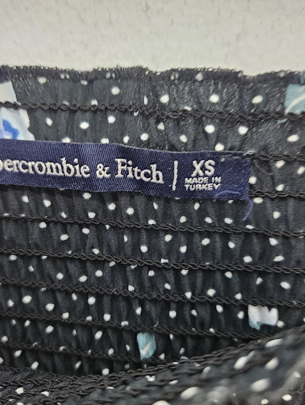 Abercrombie & Fitch Black Floral Smocked Square-Neck Blouse Y2k